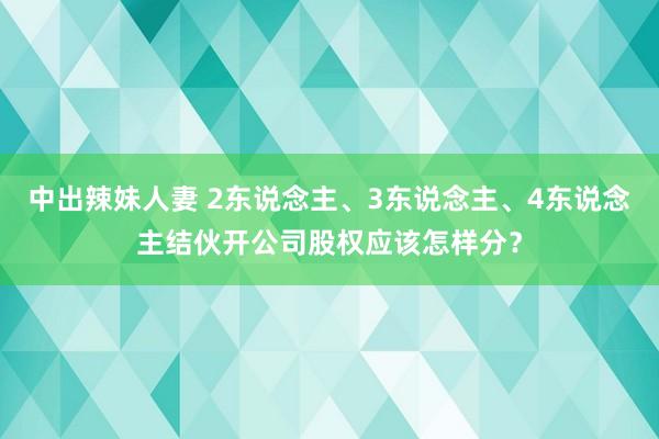 中出辣妹人妻 2东说念主、3东说念主、4东说念主结伙开公司股权应该怎样分？