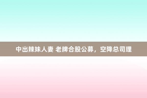 中出辣妹人妻 老牌合股公募，空降总司理