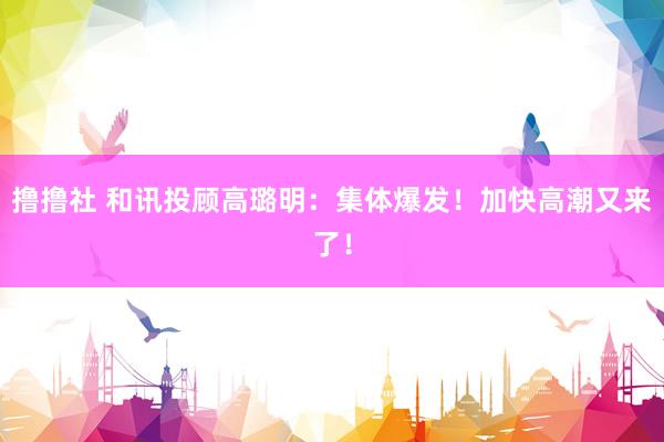 撸撸社 和讯投顾高璐明：集体爆发！加快高潮又来了！
