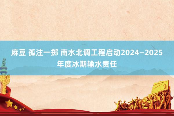 麻豆 孤注一掷 南水北调工程启动2024—2025年度冰期输水责任