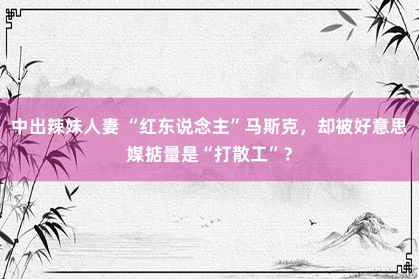 中出辣妹人妻 “红东说念主”马斯克，却被好意思媒掂量是“打散工”？
