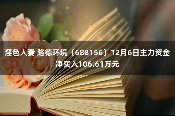 淫色人妻 路德环境（688156）12月6日主力资金净买入106.61万元