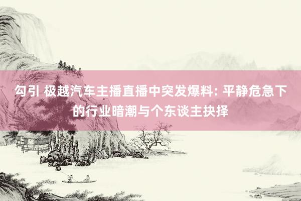 勾引 极越汽车主播直播中突发爆料: 平静危急下的行业暗潮与个东谈主抉择