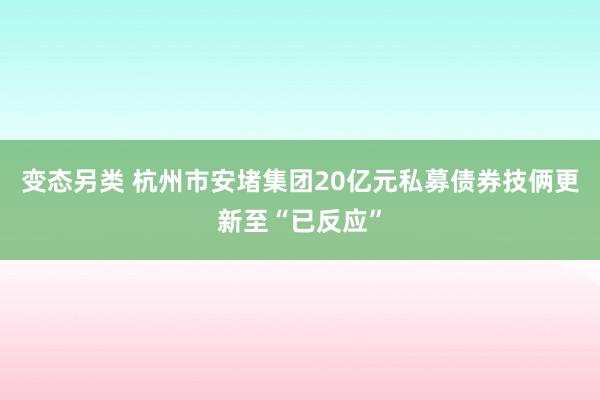 变态另类 杭州市安堵集团20亿元私募债券技俩更新至“已反应”