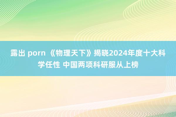 露出 porn 《物理天下》揭晓2024年度十大科学任性 中国两项科研服从上榜