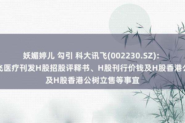 妖媚婷儿 勾引 科大讯飞(002230.SZ): 控股子公司讯飞医疗刊发H股招股评释书、H股刊行价钱及H股香港公树立售等事宜