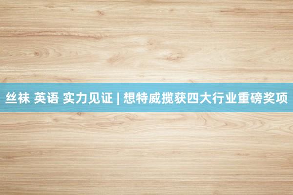 丝袜 英语 实力见证 | 想特威揽获四大行业重磅奖项