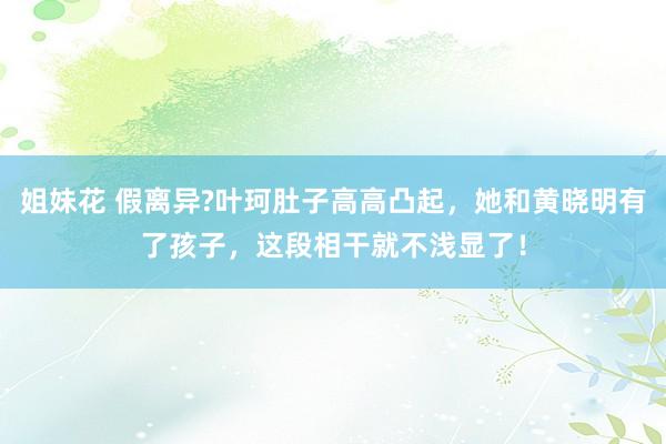 姐妹花 假离异?叶珂肚子高高凸起，她和黄晓明有了孩子，这段相干就不浅显了！