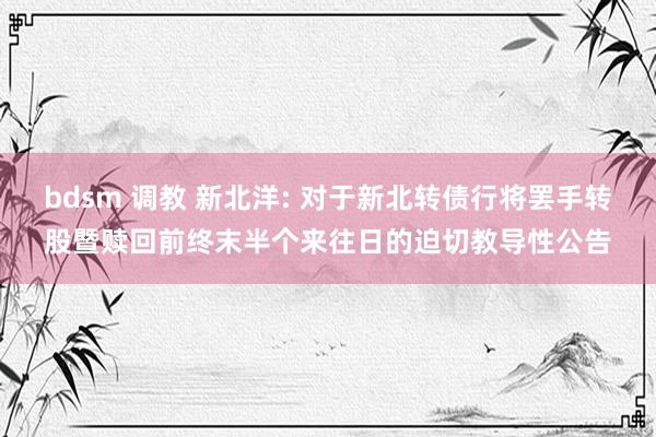 bdsm 调教 新北洋: 对于新北转债行将罢手转股暨赎回前终末半个来往日的迫切教导性公告