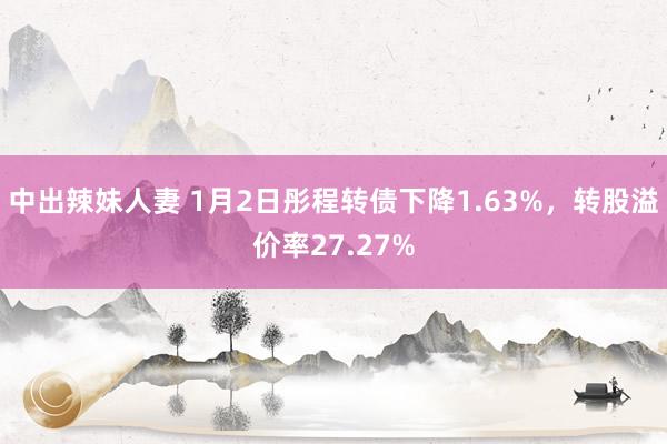 中出辣妹人妻 1月2日彤程转债下降1.63%，转股溢价率27.27%