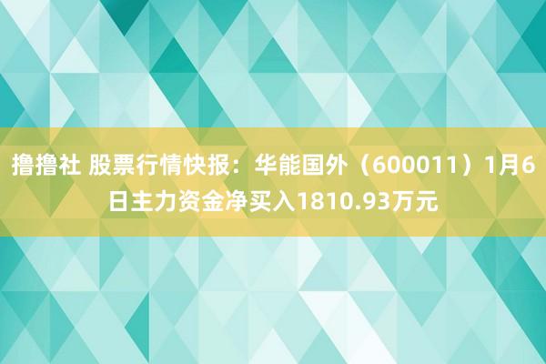 撸撸社 股票行情快报：华能国外（600011）1月6日主力资金净买入1810.93万元