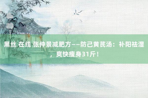 黑丝 在线 张仲景减肥方——防己黄芪汤：补阳祛湿，爽快瘦身31斤！