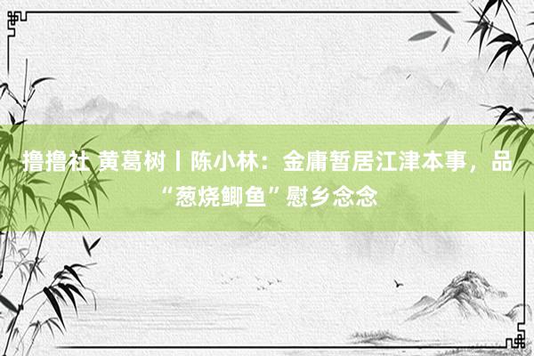 撸撸社 黄葛树丨陈小林：金庸暂居江津本事，品“葱烧鲫鱼”慰乡念念