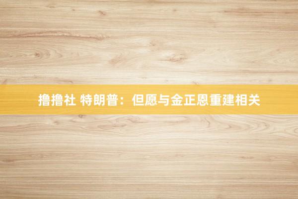 撸撸社 特朗普：但愿与金正恩重建相关