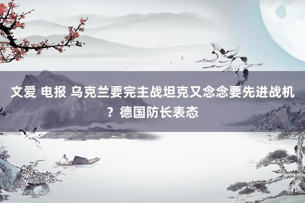 文爱 电报 乌克兰要完主战坦克又念念要先进战机？德国防长表态