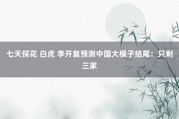 七天探花 白虎 李开复预测中国大模子结尾：只剩三家