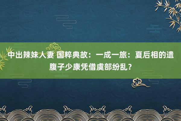 中出辣妹人妻 国粹典故：一成一旅：夏后相的遗腹子少康凭借虞部纷乱？