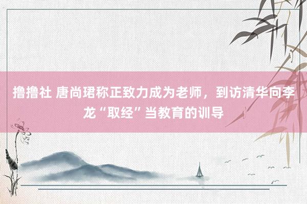 撸撸社 唐尚珺称正致力成为老师，到访清华向李龙“取经”当教育的训导