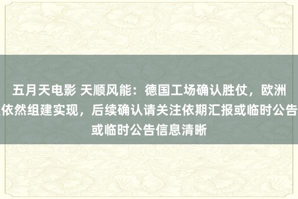 五月天电影 天顺风能：德国工场确认胜仗，欧洲原土团队依然组建实现，后续确认请关注依期汇报或临时公告信息清晰