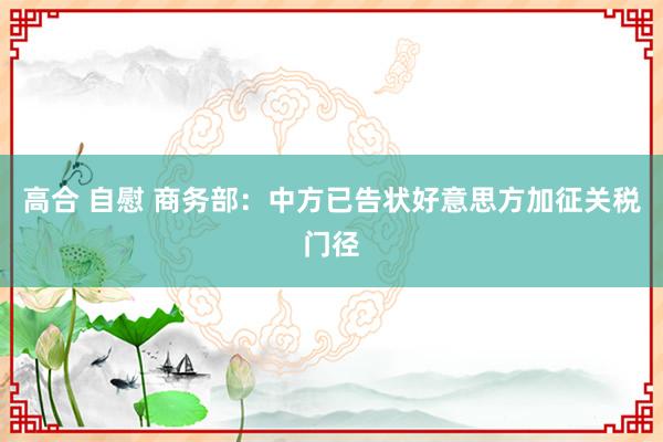 高合 自慰 商务部：中方已告状好意思方加征关税门径
