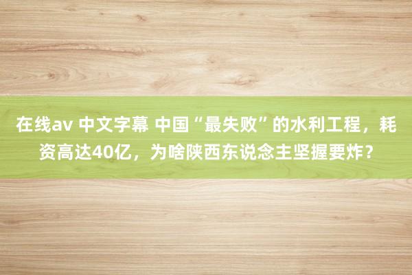 在线av 中文字幕 中国“最失败”的水利工程，耗资高达40亿，为啥陕西东说念主坚握要炸？