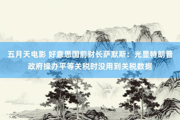 五月天电影 好意思国前财长萨默斯：光显特朗普政府操办平等关税时没用到关税数据