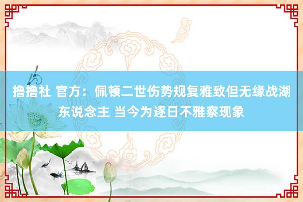 撸撸社 官方：佩顿二世伤势规复雅致但无缘战湖东说念主 当今为逐日不雅察现象