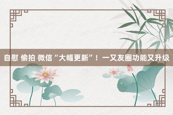 自慰 偷拍 微信“大幅更新”！一又友圈功能又升级