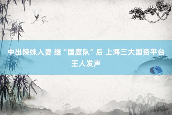 中出辣妹人妻 继“国度队”后 上海三大国资平台王人发声