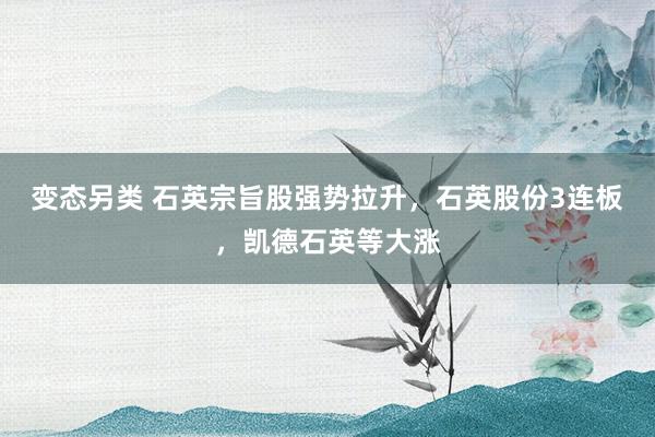 变态另类 石英宗旨股强势拉升，石英股份3连板，凯德石英等大涨