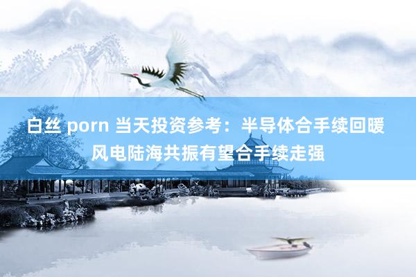 白丝 porn 当天投资参考：半导体合手续回暖 风电陆海共振有望合手续走强