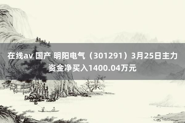 在线av 国产 明阳电气（301291）3月25日主力资金净买入1400.04万元