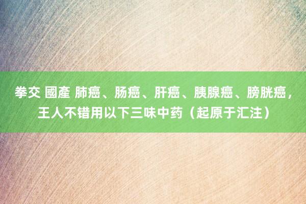 拳交 國產 肺癌、肠癌、肝癌、胰腺癌、膀胱癌，王人不错用以下三味中药（起原于汇注）