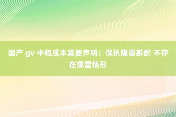 国产 gv 中粮成本紧要声明：保执隆重斟酌 不存在爆雷情形