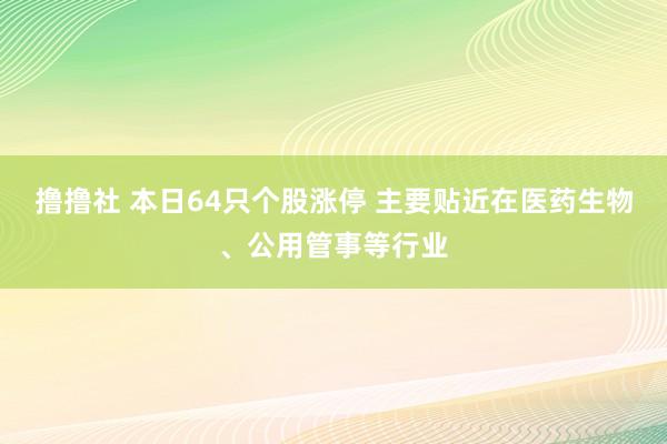 撸撸社 本日64只个股涨停 主要贴近在医药生物、公用管事等行业